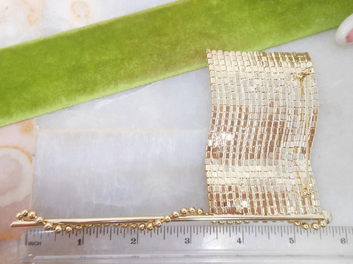 Vintage HUGE USA Flag Brooch Rhinestone Crystal Patriotic Pin Statement Runway Mid Century Jewelry Gift, VivianJoel.com