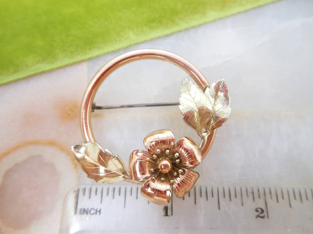 Vintage DIANA Flower Brooch Designer Wreath Pin GF Gold Fill Gold Overlay Mid Century Jewelry Gift, VivianJoel.com