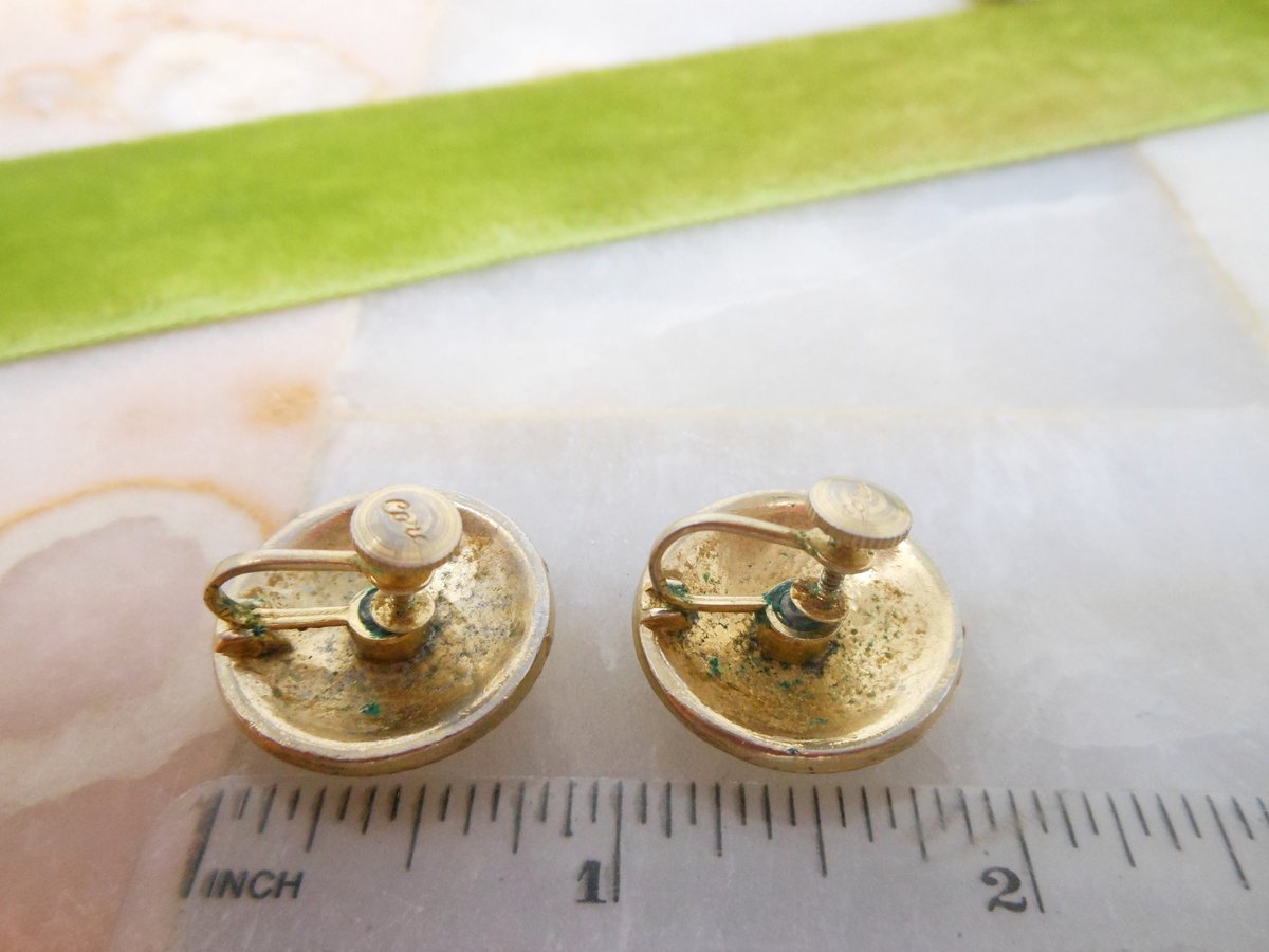 Vintage CORO Heraldic Earrings Screw Back Blue Enamel Cross Phoenix Designer Jewelry Gift Mid Century, VivianJoel.com