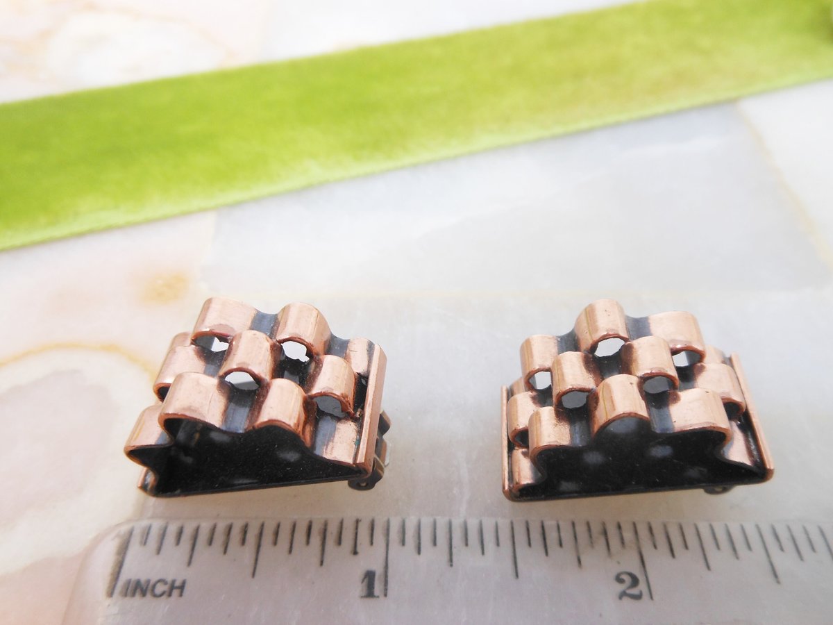 Vintage RENOIR Modernist Earrings Clip On Designer Copper Matisse Brutalist Jewelry Gift Mid Century, VivianJoel.com