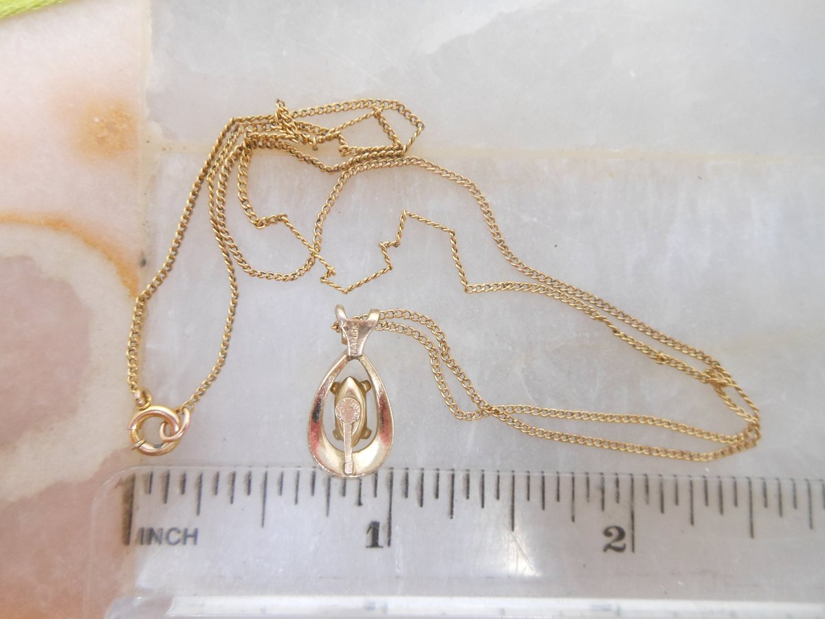 Vintage Opal Gold Fill Pendant Necklace Petite Teardrop Minimalist GF October Birthday Designer Mid Century Jewelry Gift, VivianJoel.com