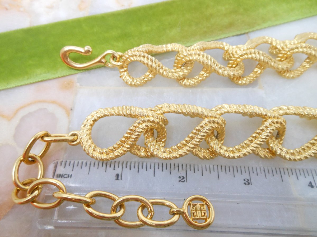 Vintage GIVENCHY Chain Necklace Runway Designer Chunky Twisted Rope Gold Plate Statement Mid Century Jewelry Gift, VivianJoel.com