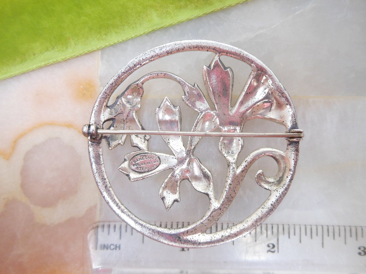 Vintage DANECRAFT STERLING SILVER Lily Flower Brooch Designer Pin 925 Mid Century Jewelry *as is*, VivianJoel.com