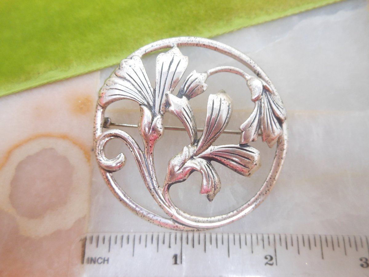 Vintage DANECRAFT STERLING SILVER Lily Flower Brooch Designer Pin 925 Mid Century Jewelry *as is*, VivianJoel.com