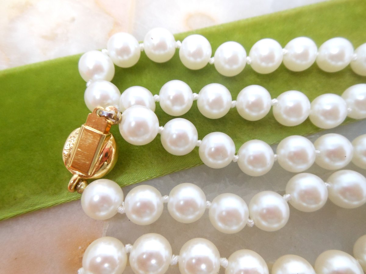 Vintage CAROLEE Pearl Necklace LOT 2 Luminous White Bead Runway Designer Wedding Classic Jewelry Gift, VivianJoel.com