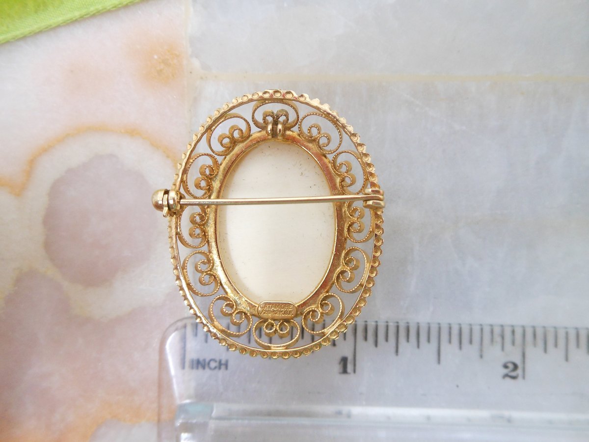 Vintage CATAMORE Rose Brooch Gold Fill  Designer Carved Flower Pin 12K GF Mid Century Jewelry Gift, VivianJoel.com