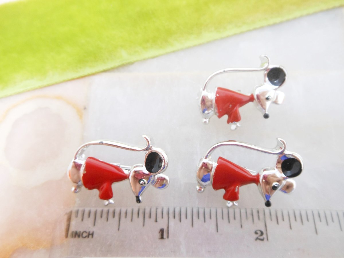 Vintage LOT 3 Mouse Mice Scatter Pin Brooch Set  Figural Petite Enamel Jewelry Gift Mid Century, VivianJoel.com
