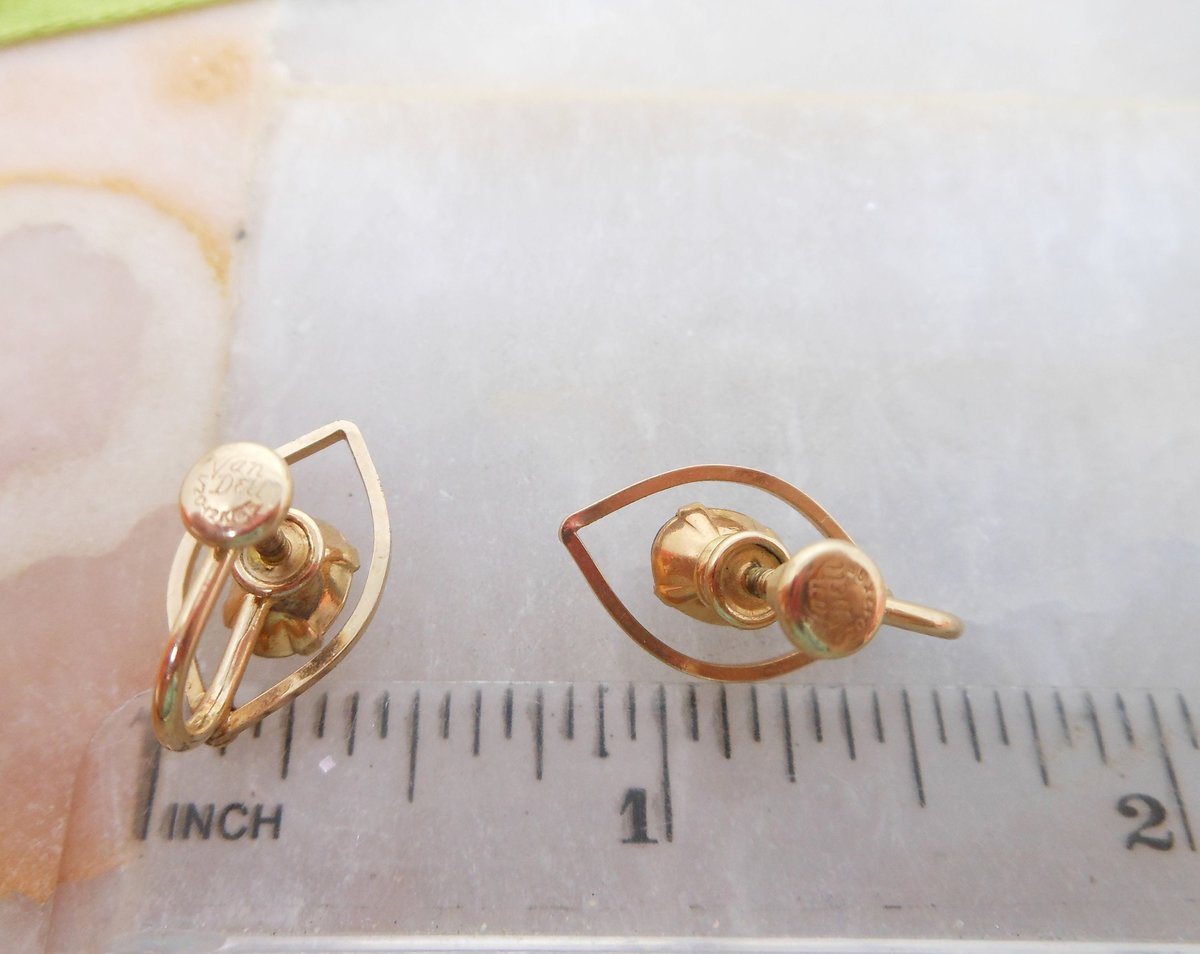 Vintage VAN DELL Gold Fill Designer Blue Crystal Earrings Screw Back GF Rhinestone Petite Dainty Mid Century Jewelry Gift, VivianJoel.com