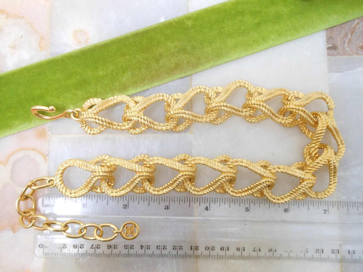 Vintage GIVENCHY Chain Necklace Runway Designer Chunky Twisted Rope Gold Plate Statement Mid Century Jewelry Gift, VivianJoel.com