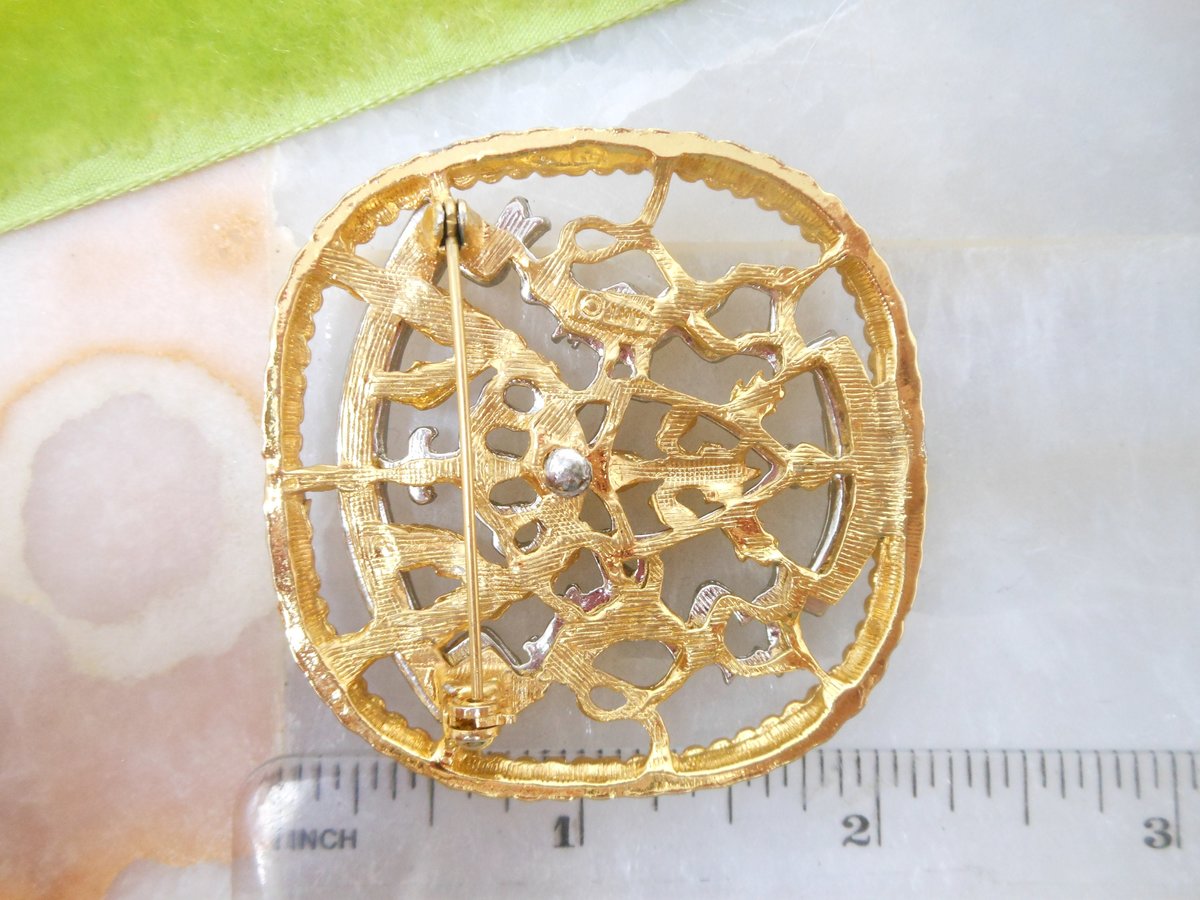 Vintage ART Designer Signed Coat of Arms Heraldic Lion Brooch Arthur Pepper Virtus Nobilitat Mid Century Gift, VivianJoel.com