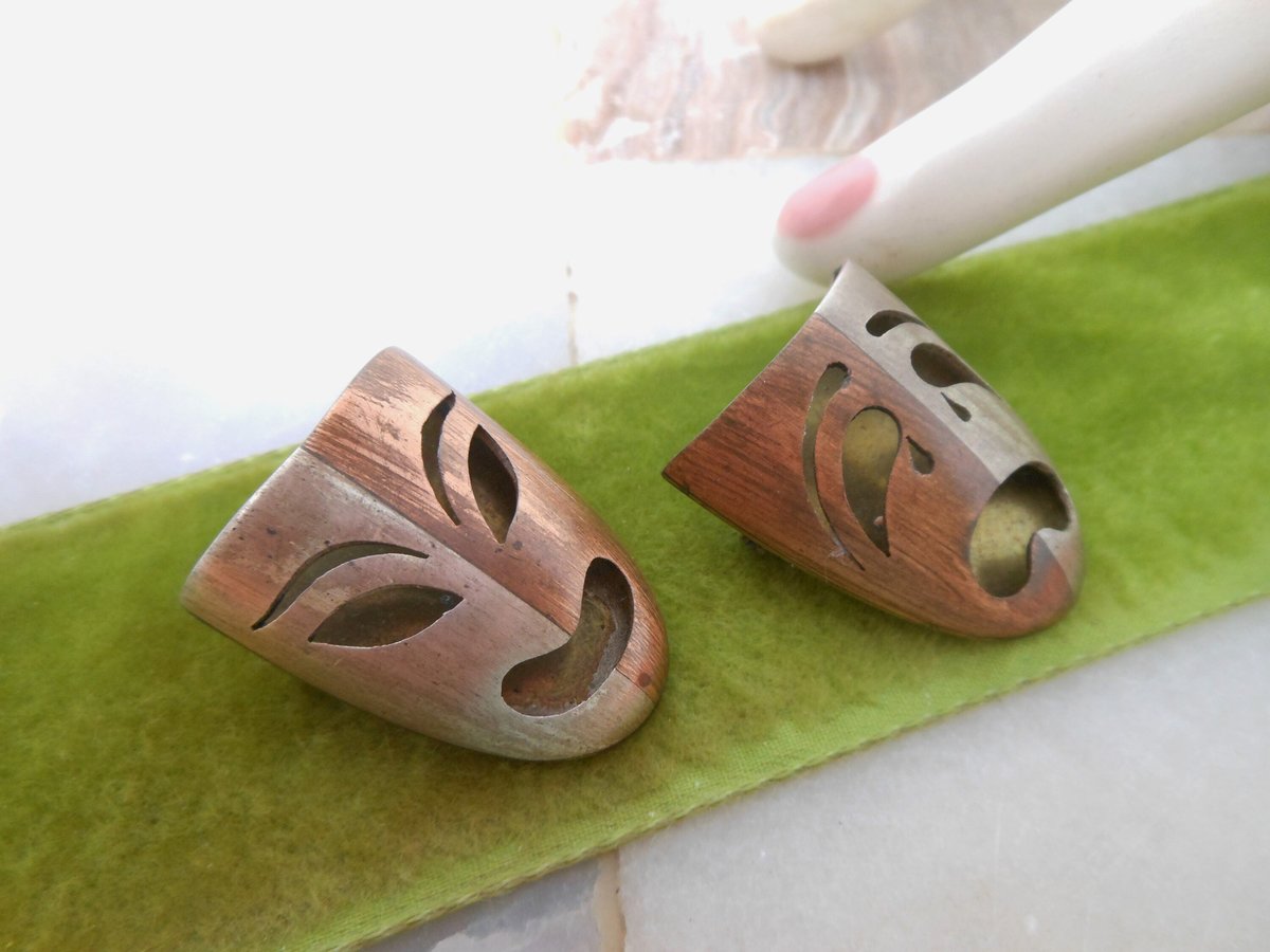 Vintage METALES CASADOS Mexico Sterling Copper Drama Brooch Set Scatter Pin Comedy Tragedy Thespian Mid Century Jewelry Gift, VivianJoel.com