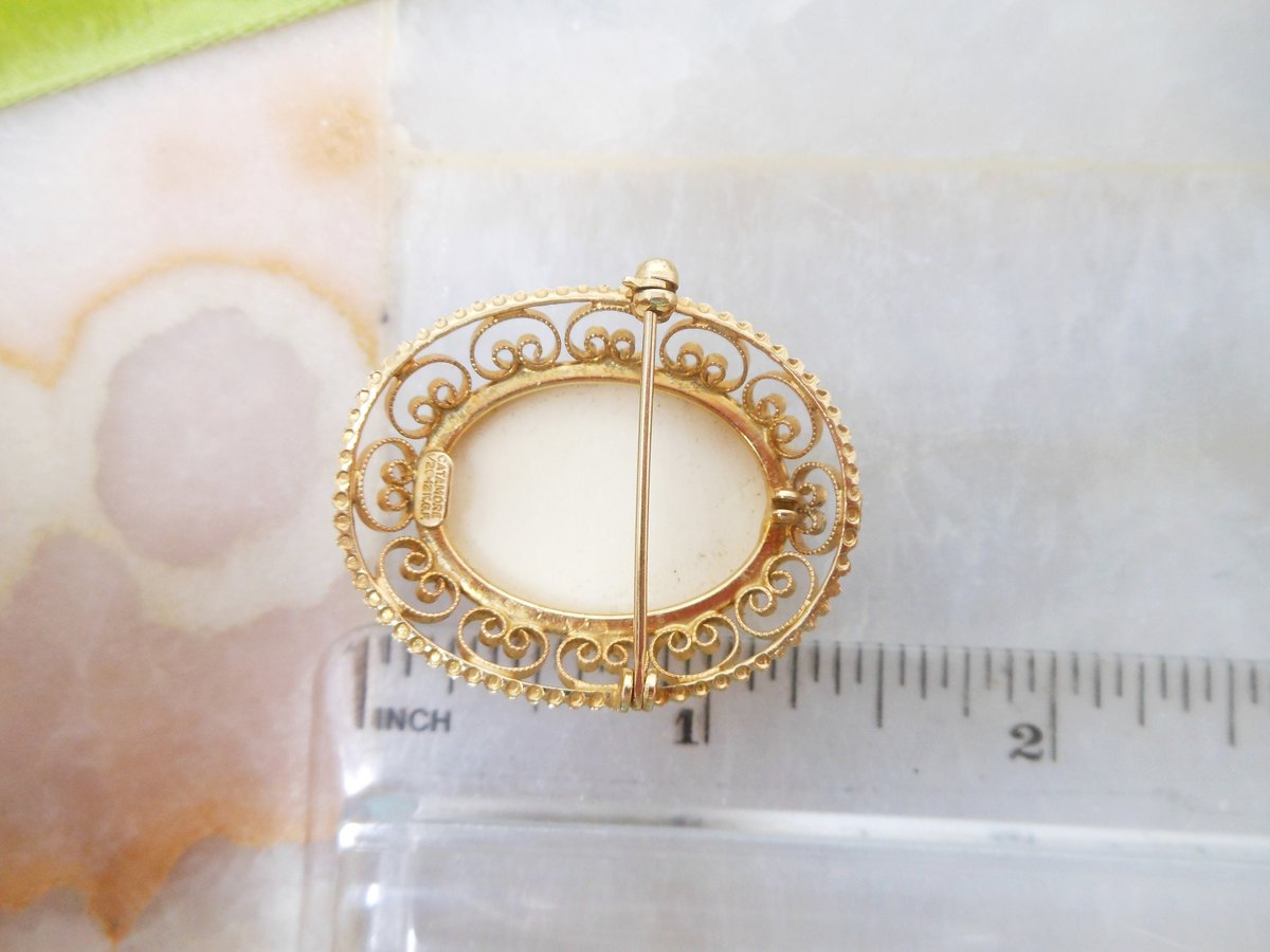 Vintage CATAMORE Rose Brooch Gold Fill  Designer Carved Flower Pin 12K GF Mid Century Jewelry Gift, VivianJoel.com