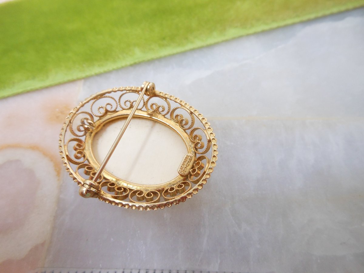 Vintage CATAMORE Rose Brooch Gold Fill  Designer Carved Flower Pin 12K GF Mid Century Jewelry Gift, VivianJoel.com