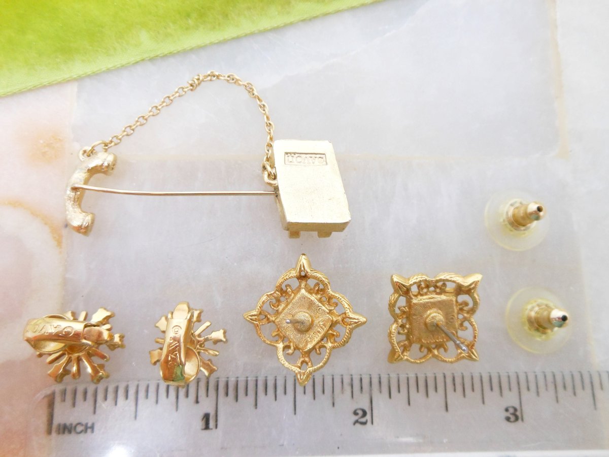 Vintage AVON LOT 5 Earrings Lapel Pin Rhinestone Clip On Pierced Post Snowflake Butterfly Designer Jewelry Gift, VivianJoel.com