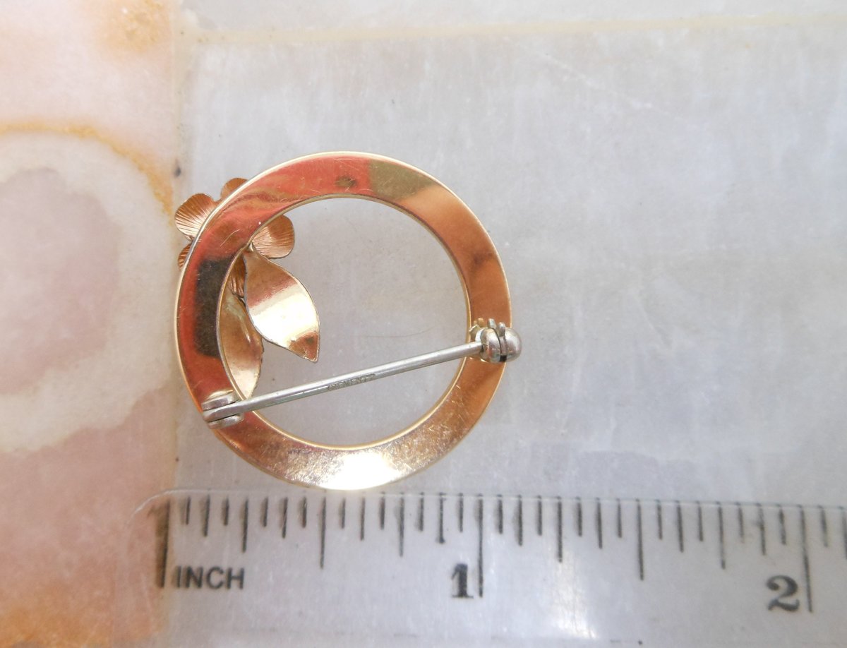 Vintage KREMENTZ Flower Rose Designer Brooch Gold Overlay Pin Petite Classic Jewelry Mid Century Gift, VivianJoel.com