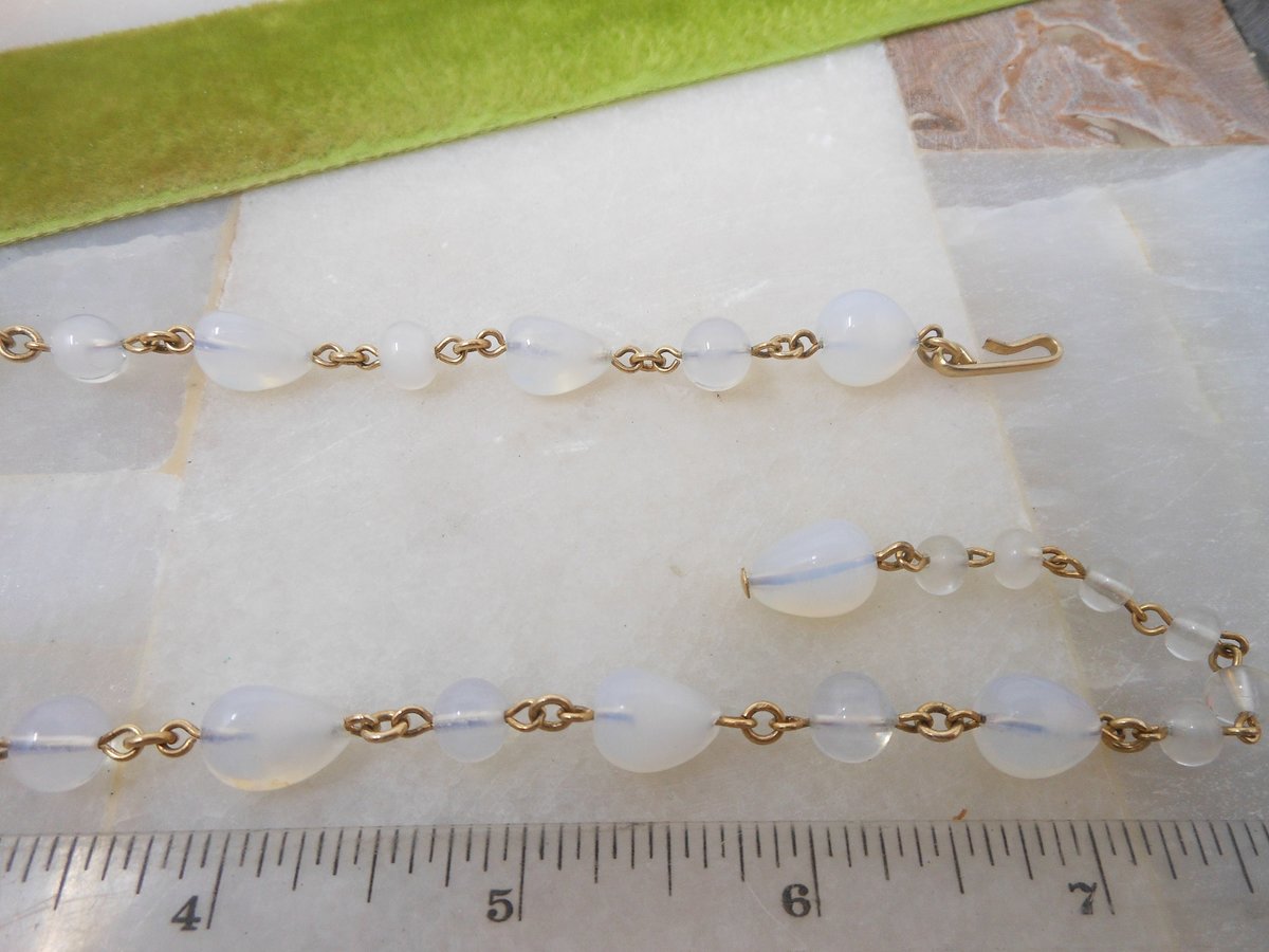 Vintage JULIO MARSELLA Opaline Necklace Glass Bead Crystal Flower Rhinestone Designer Mid Century Jewelry Wedding Bride Gift, VivianJoel.com