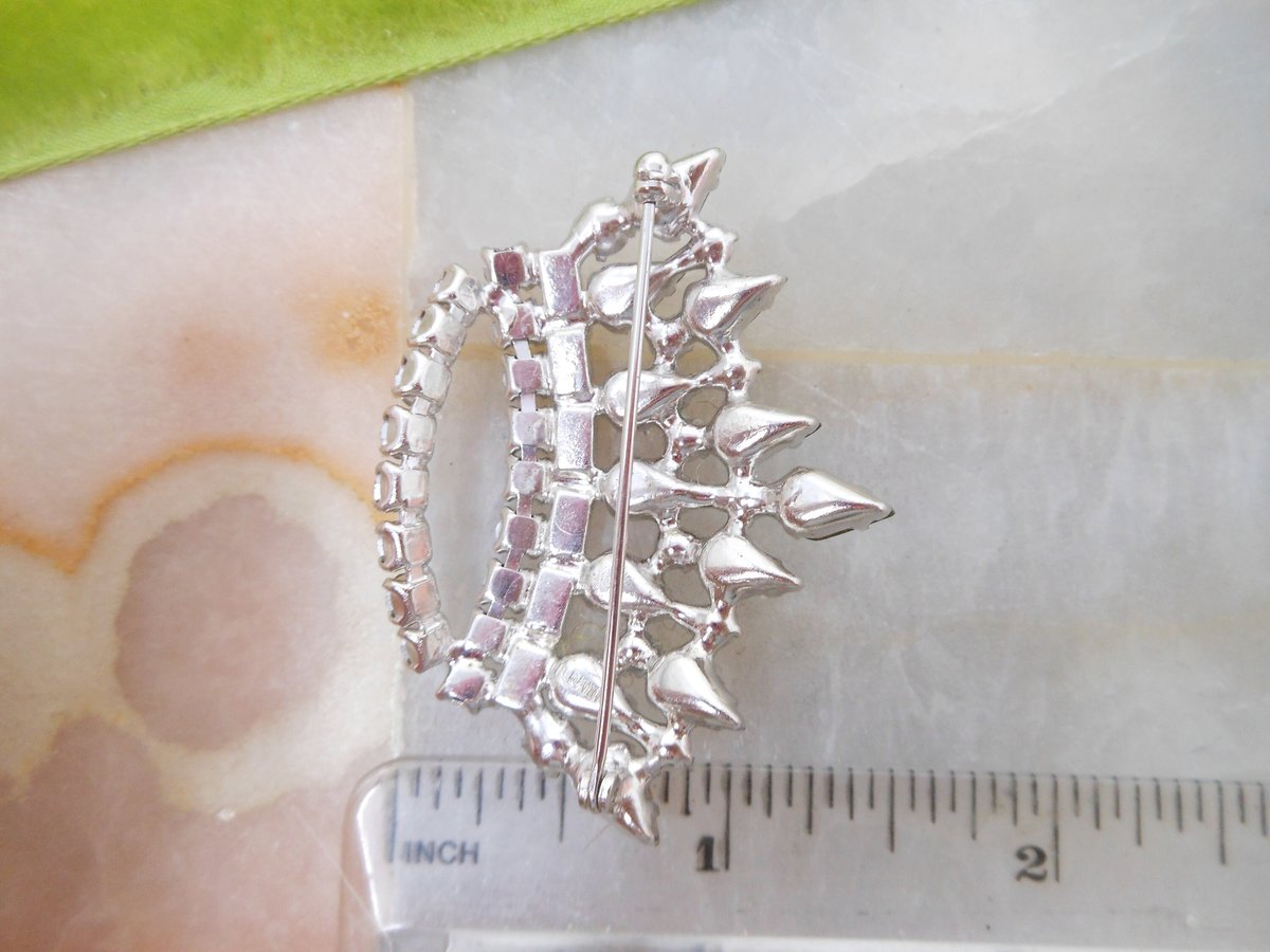 Vintage B DAVID Princess Brooch Crown Pin Rhinestone Pearl Designer Ornate Gift Jewelry Mid Century, VivianJoel.com