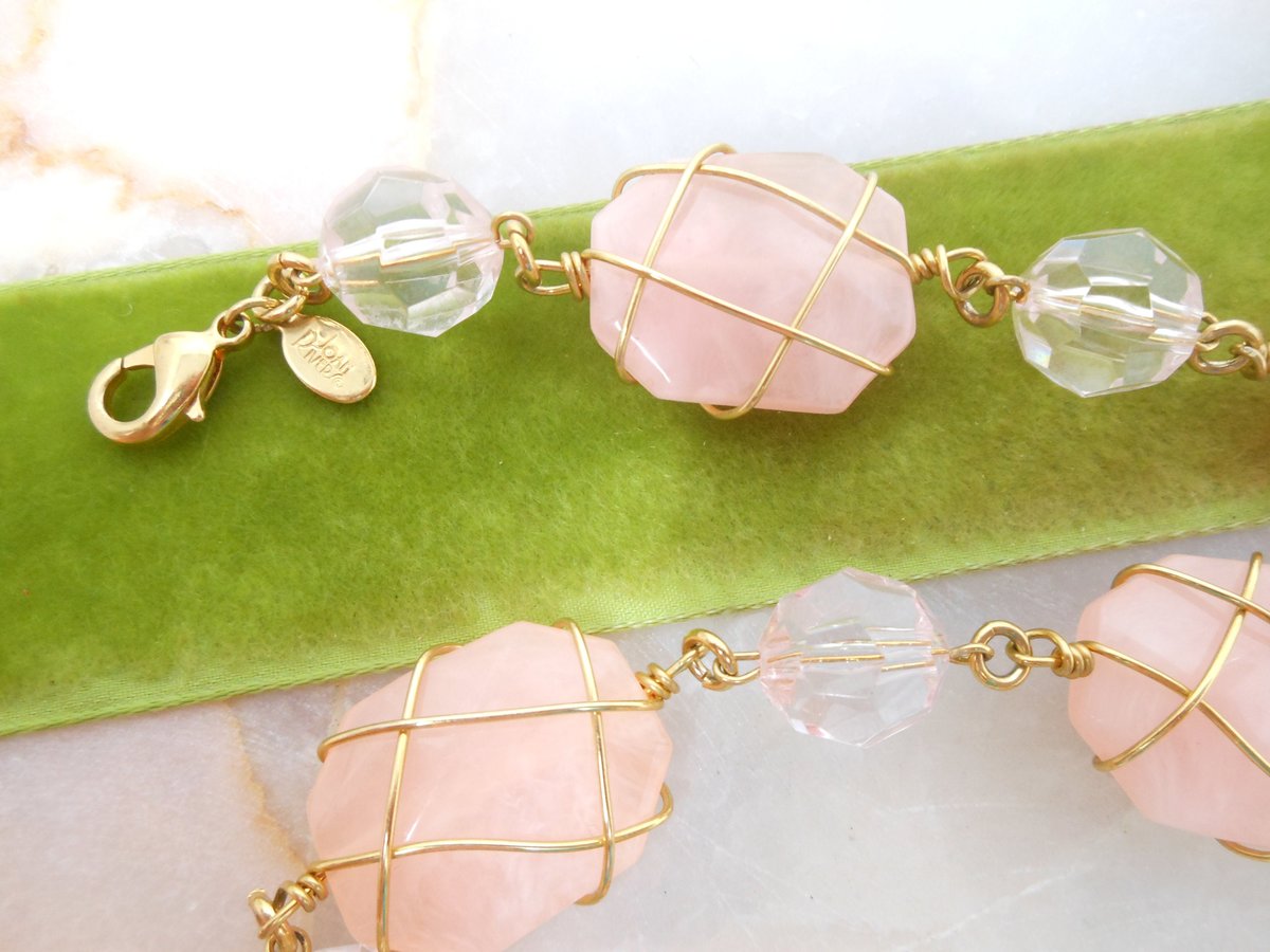 Vintage JOAN RIVERS Necklace Pink Caged Chain Designer Bead Acrylic Lucite Bead Statement Runway Jewelry Gift, VivianJoel.com