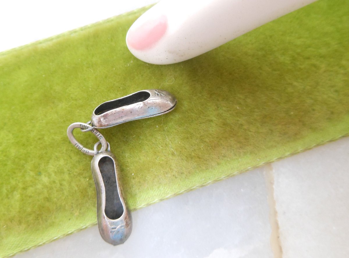 Vintage STERLING SILVER Charm Beau Ballet Shoe Ballerina 925 Mid Century Jewelry Gift, VivianJoel.com