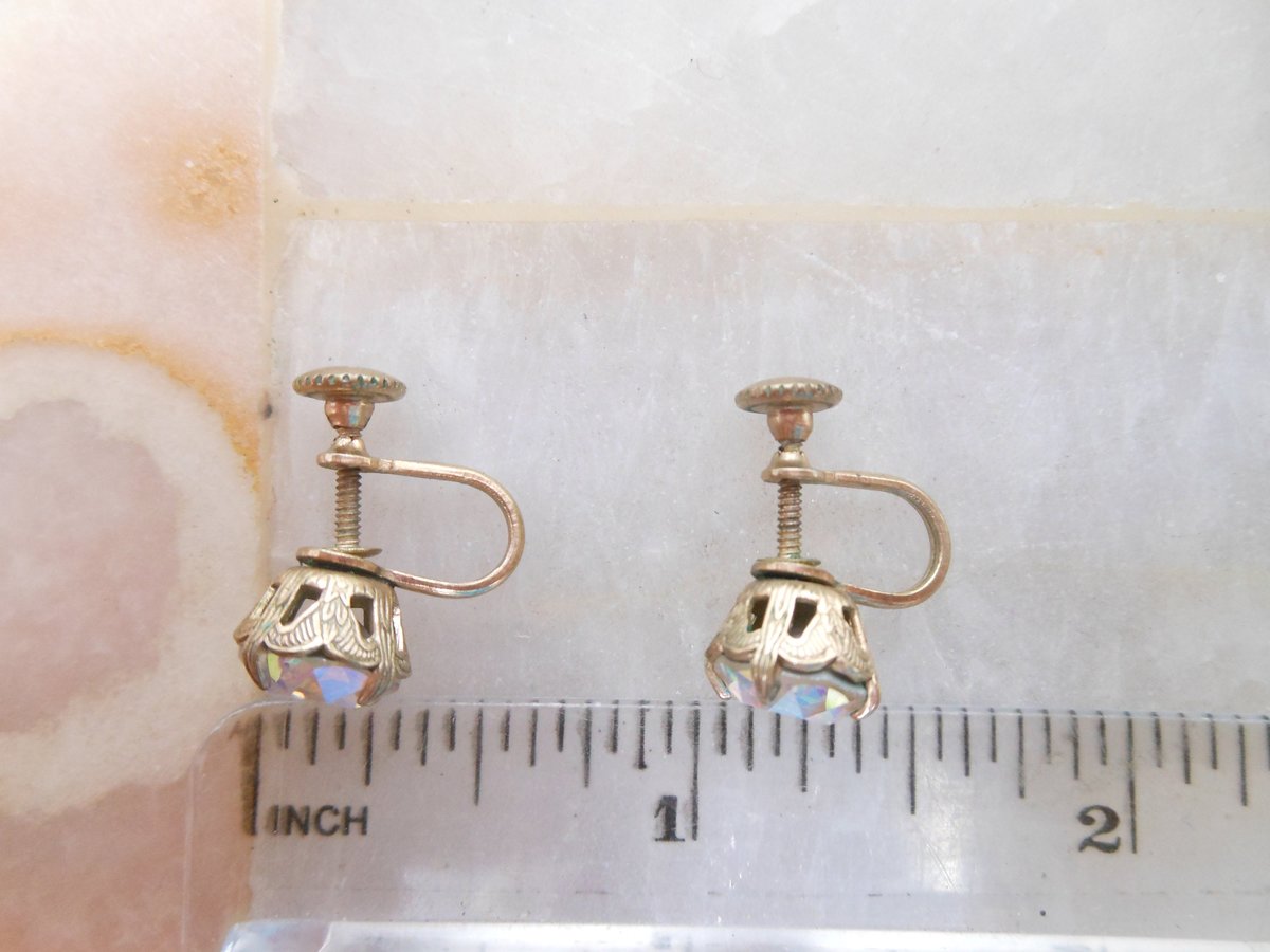 Vintage WEISS Earrings Aurora Borealis Rhinestone Brooch Wreath Pin Jewelry Designer Gift Mid Century, VivianJoel.com