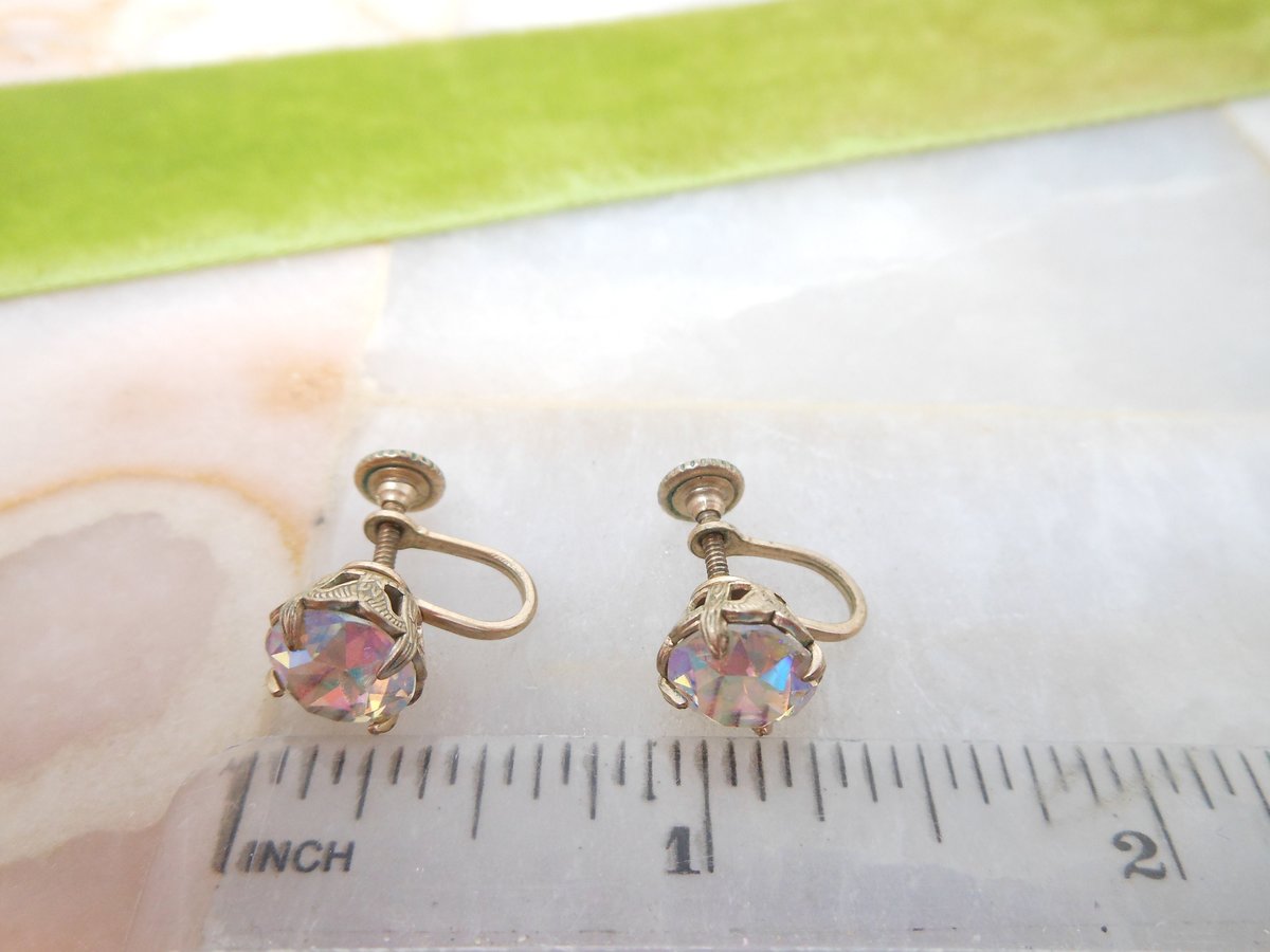 Vintage WEISS Earrings Aurora Borealis Rhinestone Brooch Wreath Pin Jewelry Designer Gift Mid Century, VivianJoel.com