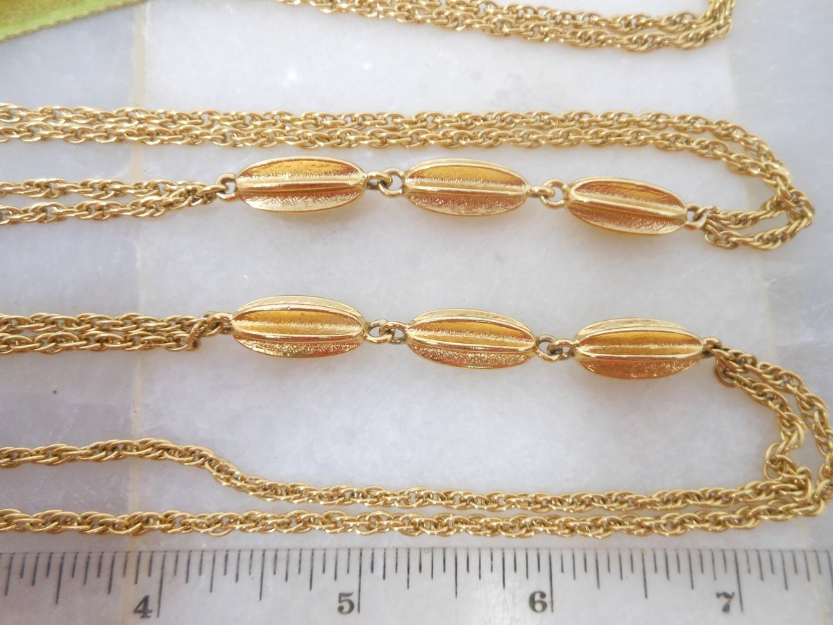 Vintage MONET Necklace Designer Multi Chain Gold Plate Long Swingy Wrap Around Belt 54" Classic Mid Century Jewelry Gift, VivianJoel.com
