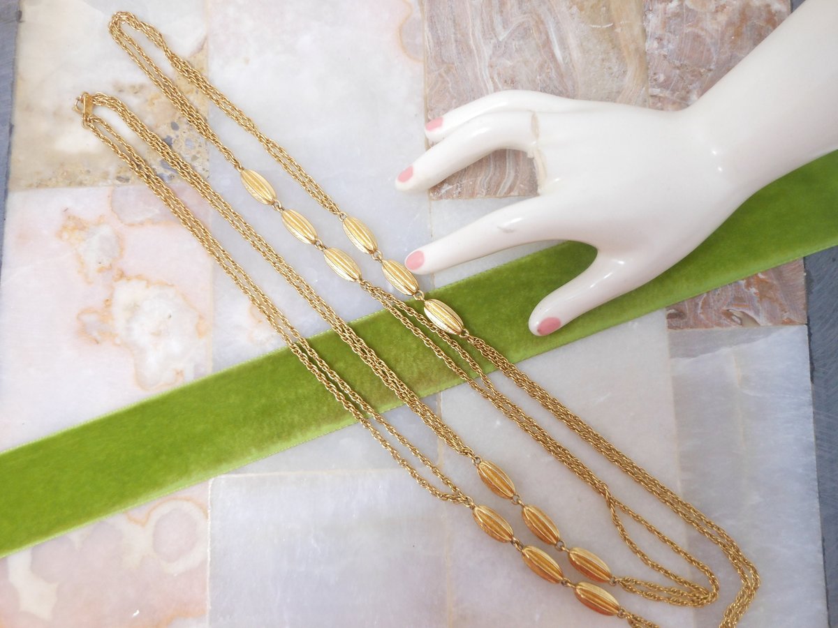 Vintage MONET Necklace Designer Multi Chain Gold Plate Long Swingy Wrap Around Belt 54" Classic Mid Century Jewelry Gift, VivianJoel.com