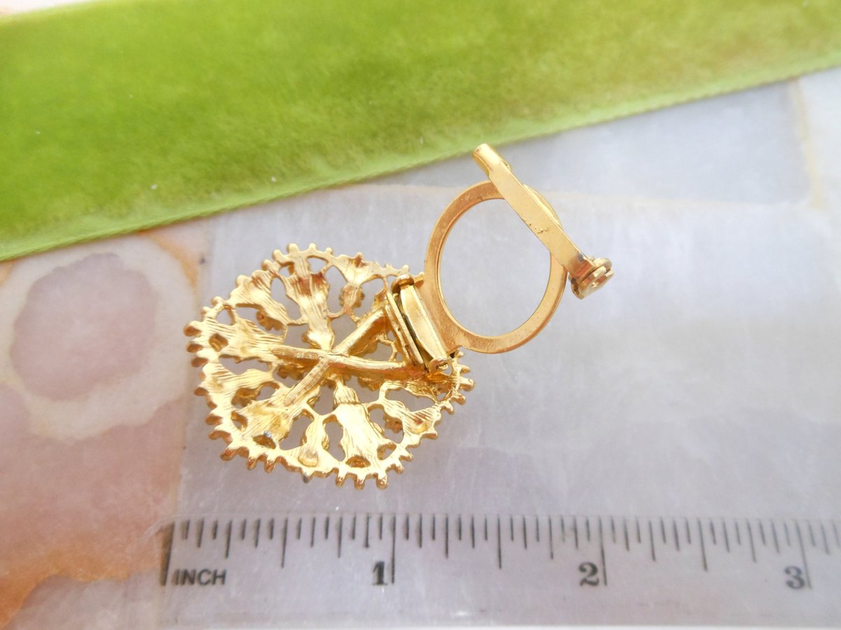 Vintage Ornate Medallion Pin Etruscan Scarf Clip Brooch Victorian Revival Jewelry Gift Mid Century, VivianJoel.com