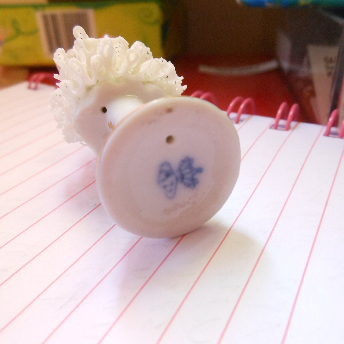 Vintage Dresden Germany Miniature Porcelain Figural Lady Girl Figurine Lace Skirt Dancer *Tattered As Is* Mid Century, VivianJoel.com