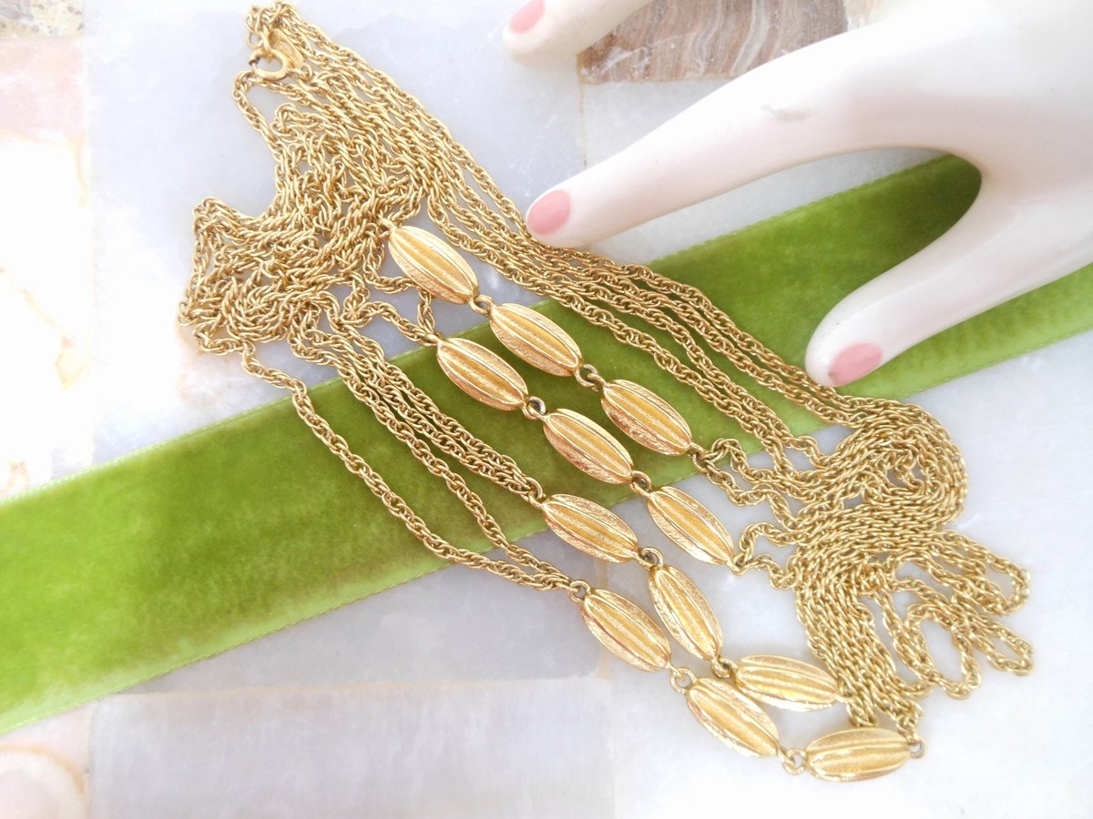 Vintage MONET Necklace Designer Multi Chain Gold Plate Long Swingy Wrap Around Belt 54" Classic Mid Century Jewelry Gift, VivianJoel.com