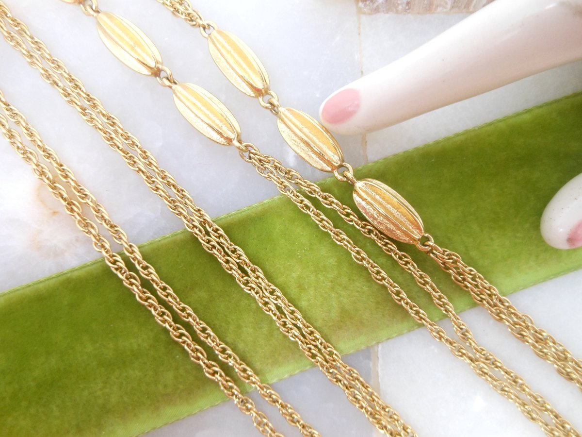 Vintage MONET Necklace Designer Multi Chain Gold Plate Long Swingy Wrap Around Belt 54" Classic Mid Century Jewelry Gift, VivianJoel.com