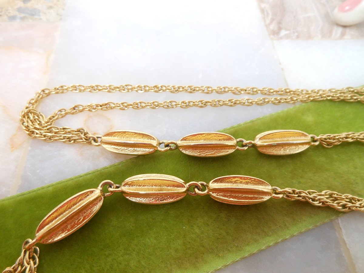 Vintage MONET Necklace Designer Multi Chain Gold Plate Long Swingy Wrap Around Belt 54" Classic Mid Century Jewelry Gift, VivianJoel.com