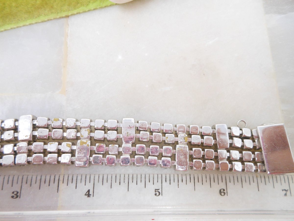 Vintage WEISS Rhinestone Bracelet Clear Ice Crystal Hollywood Glam Mid Century Designer Jewelry *as is*,  VivianJoel.com