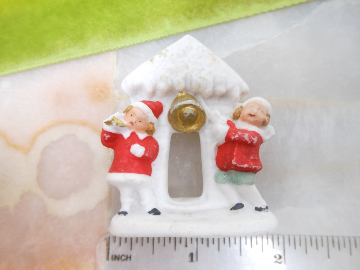 Vintage Caroler GERMANY Miniature Snow Baby Snowbabies Bisque Porcelain Christmas Figurine Mid Century *Flawed As Is*, VivianJoel.com