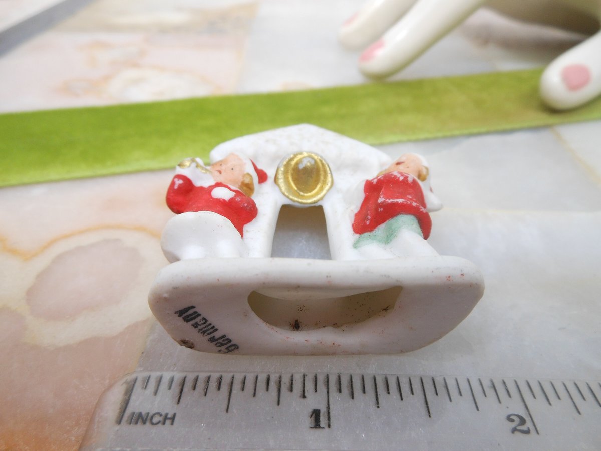 Vintage Caroler GERMANY Miniature Snow Baby Snowbabies Bisque Porcelain Christmas Figurine Mid Century *Flawed As Is*, VivianJoel.com