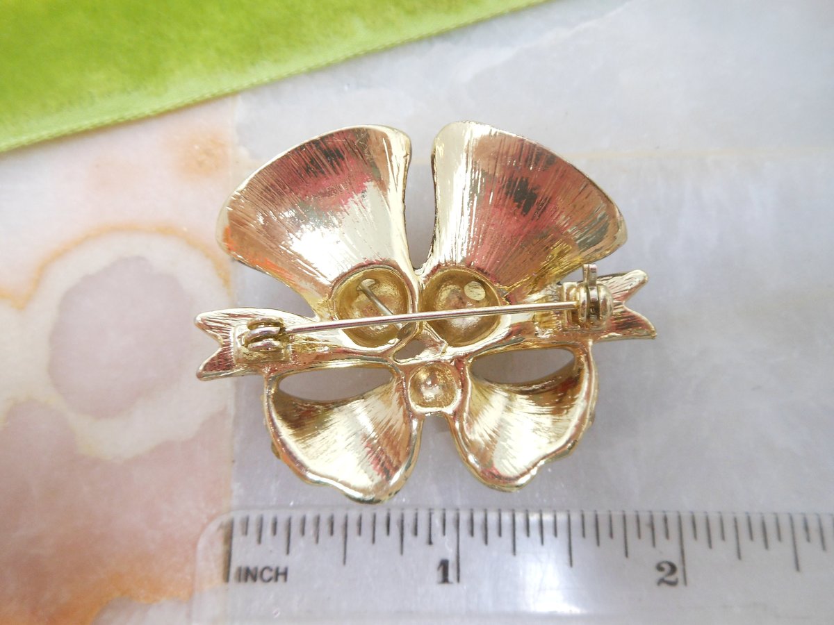 Vintage Christmas Holiday Brooch Enamel Bell Ice Rhinestone Danngle Pearl Bead Jewelry Gift Mid Century,  VivianJoel.com