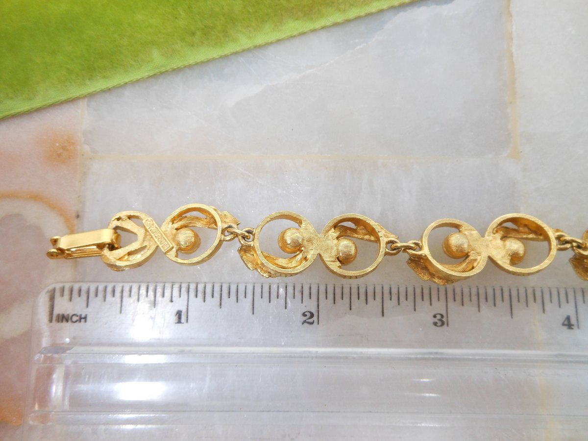 Vintage FLORENZA Multi Link Chain Bracelet Faux Pearl Gold Plate Etruscan Revival Designer Mid Century Jewelry Gift, VivianJoel.com