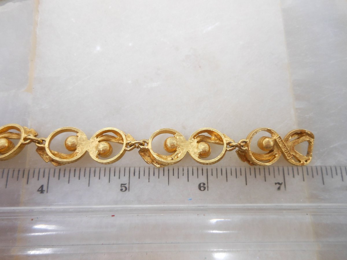 Vintage FLORENZA Multi Link Chain Bracelet Faux Pearl Gold Plate Etruscan Revival Designer Mid Century Jewelry Gift, VivianJoel.com