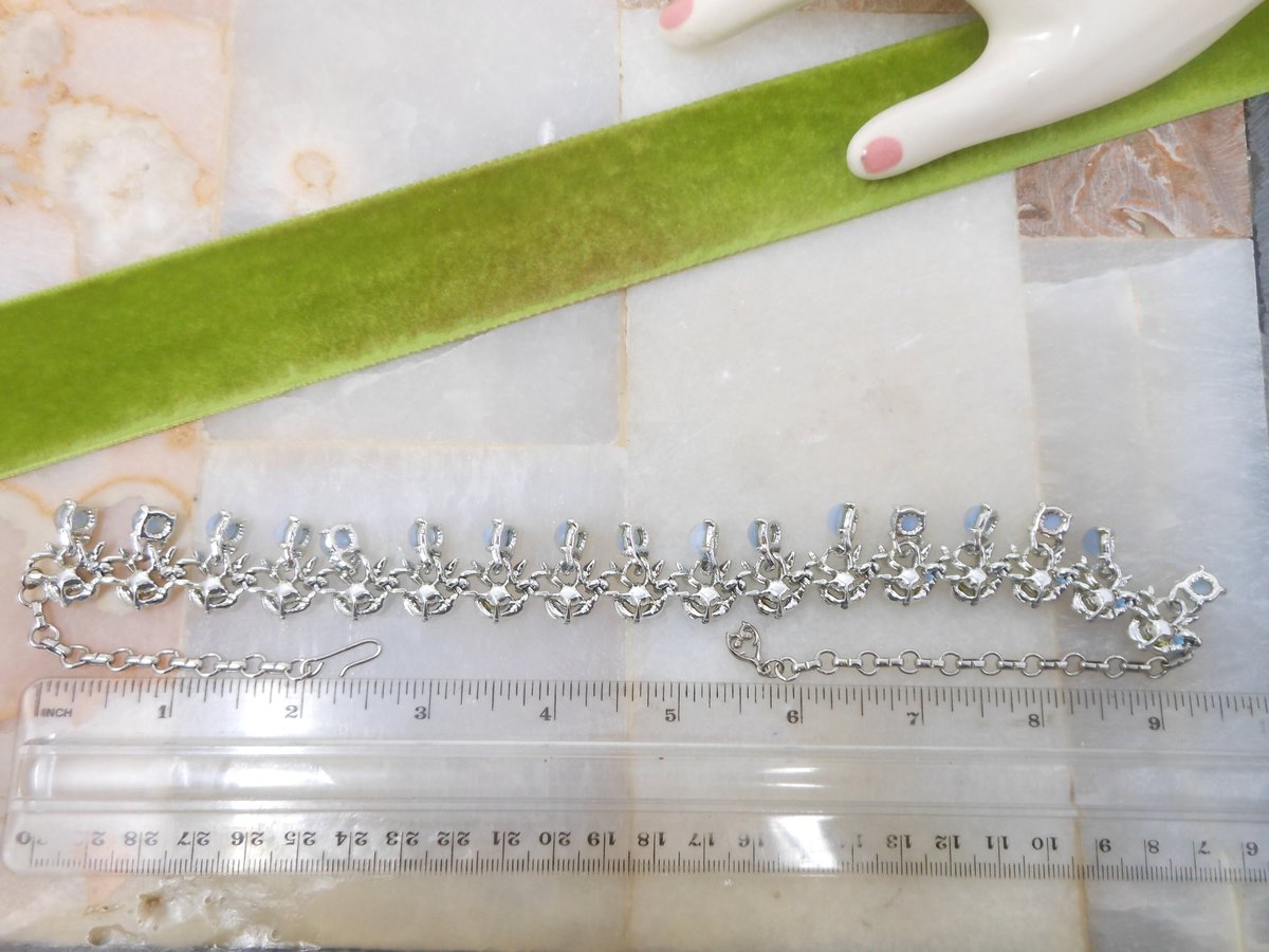 Vintage Blue Necklace Art Glass Enamel Collar Fringe Dangle Pin Up Retro Mod Mid Century Jewelry Gift, VivianJoel.com