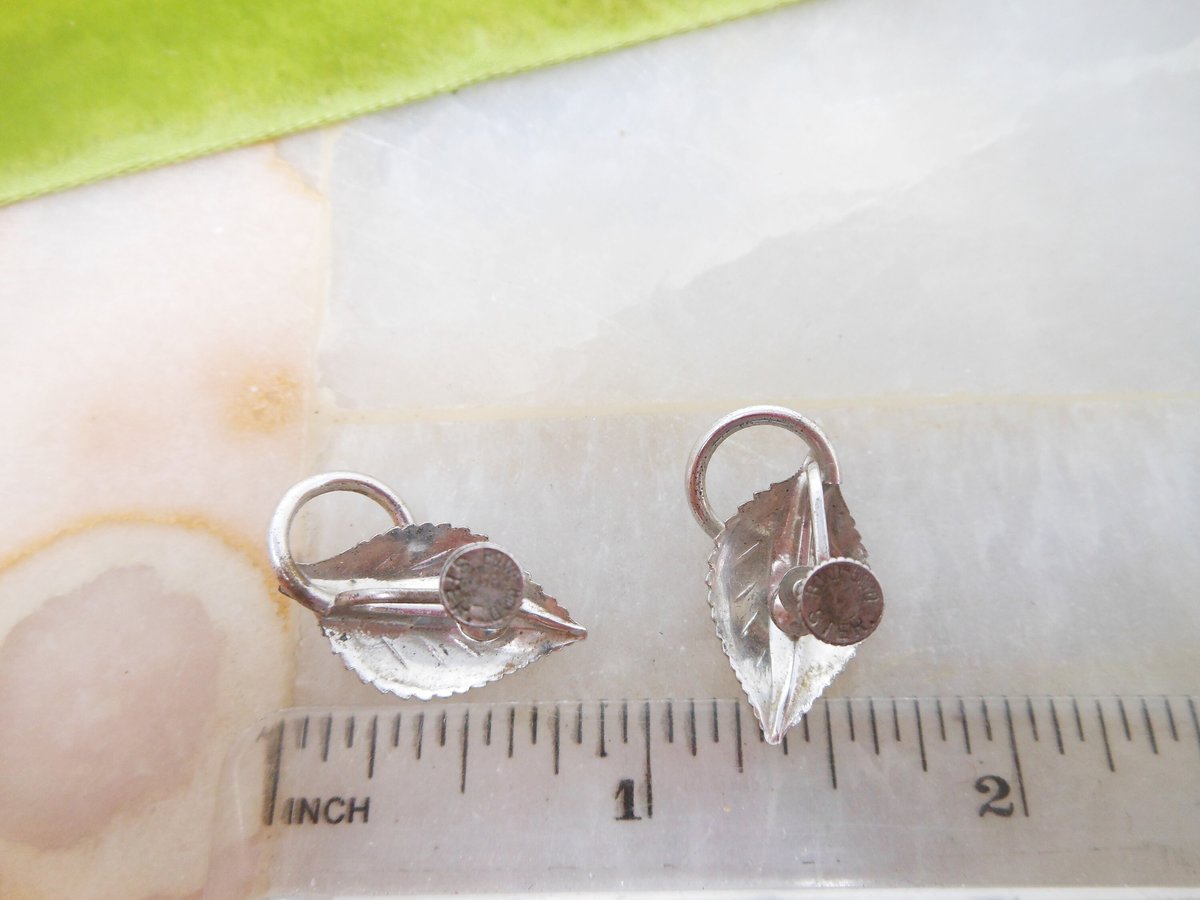 Vintage BOND BOYD STERLING Silver Necklace Earrings Set Demi Parure Leaf Modernist Minimalist Designer Mid Century Gift, VivianJoel.com