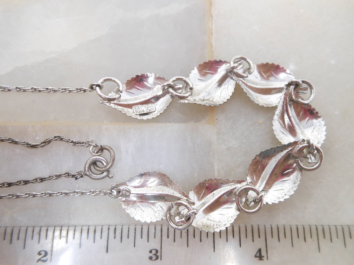 Vintage BOND BOYD STERLING Silver Necklace Earrings Set Demi Parure Leaf Modernist Minimalist Designer Mid Century Gift, VivianJoel.com