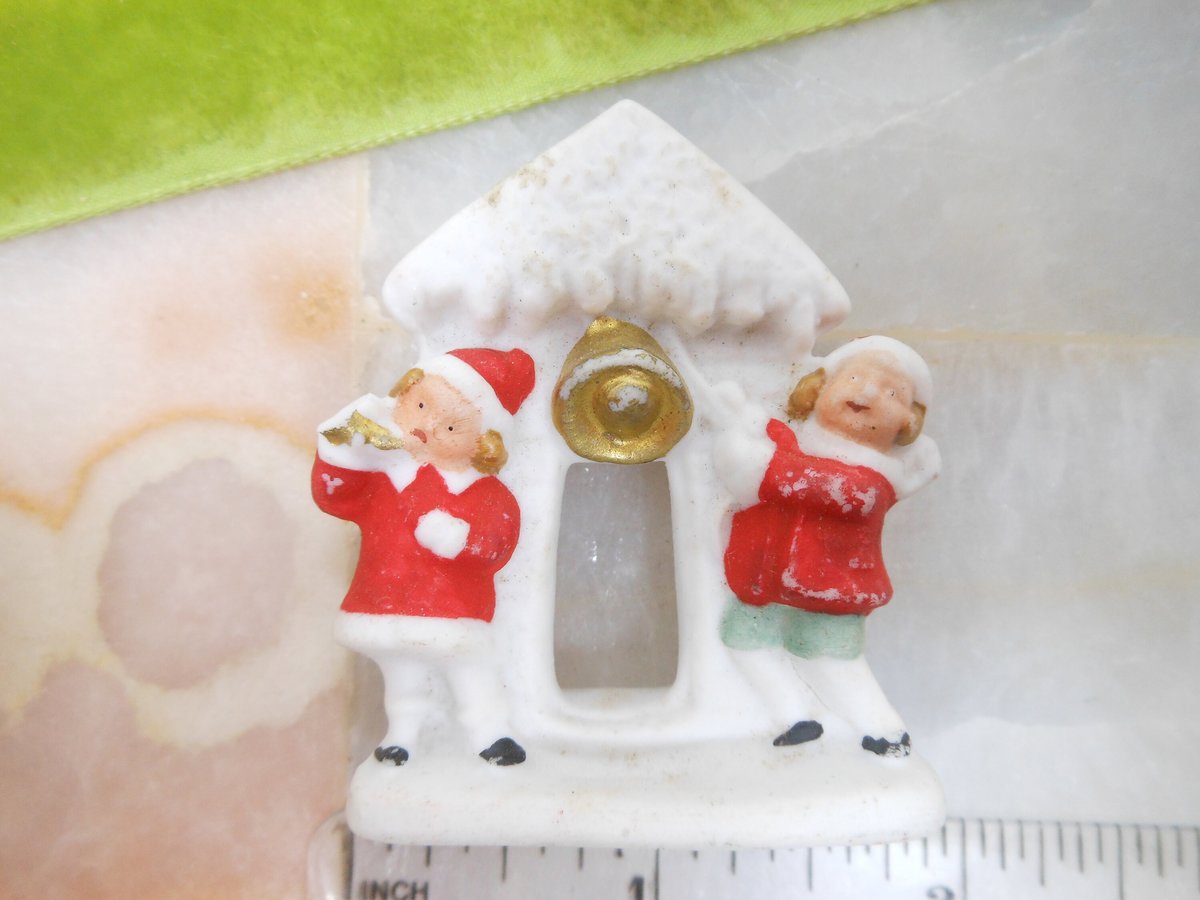 Vintage Caroler GERMANY Miniature Snow Baby Snowbabies Bisque Porcelain Christmas Figurine Mid Century *Flawed As Is*, VivianJoel.com