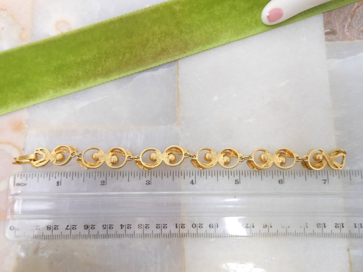 Vintage FLORENZA Multi Link Chain Bracelet Faux Pearl Gold Plate Etruscan Revival Designer Mid Century Jewelry Gift, VivianJoel.com