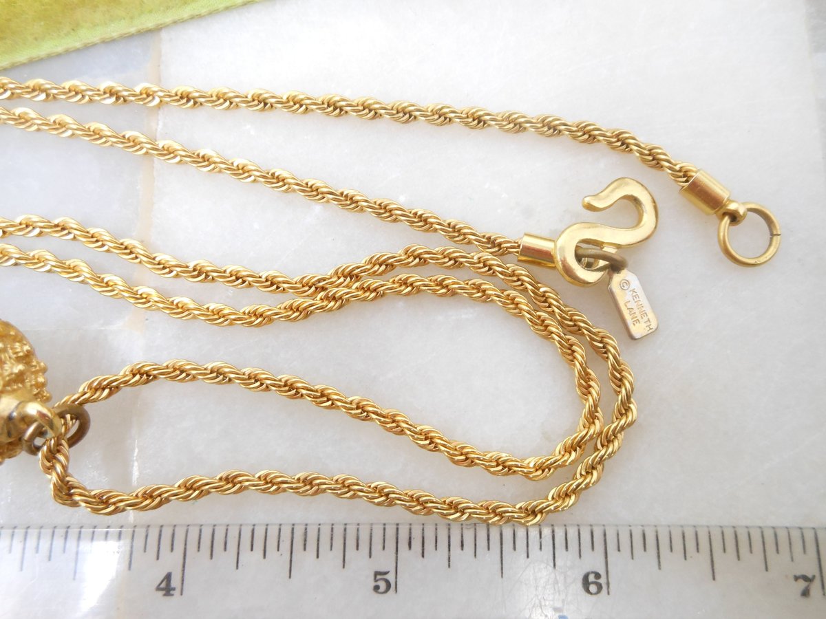 Vintage KJL Black Horn KENNETH Jay LANE Lucite Pendant Necklace Chain Designer Runway Jewelry Gift, VivianJoel.com