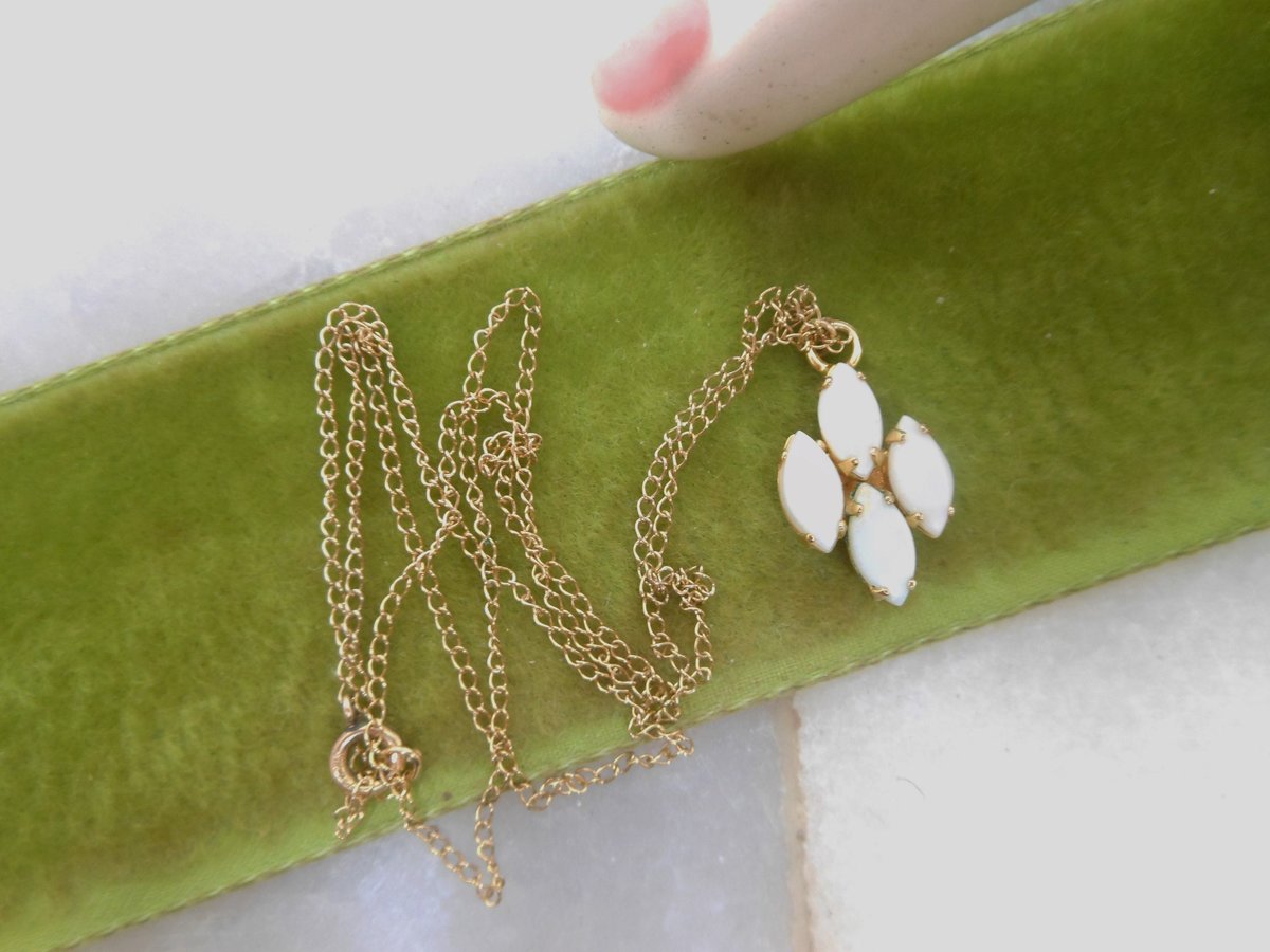 Vintage WINARD Gold Fill Opal Pendant Necklace Petite Minimalist GF October Birthday Designer Mid Century Jewelry Gift, VivianJoel.com