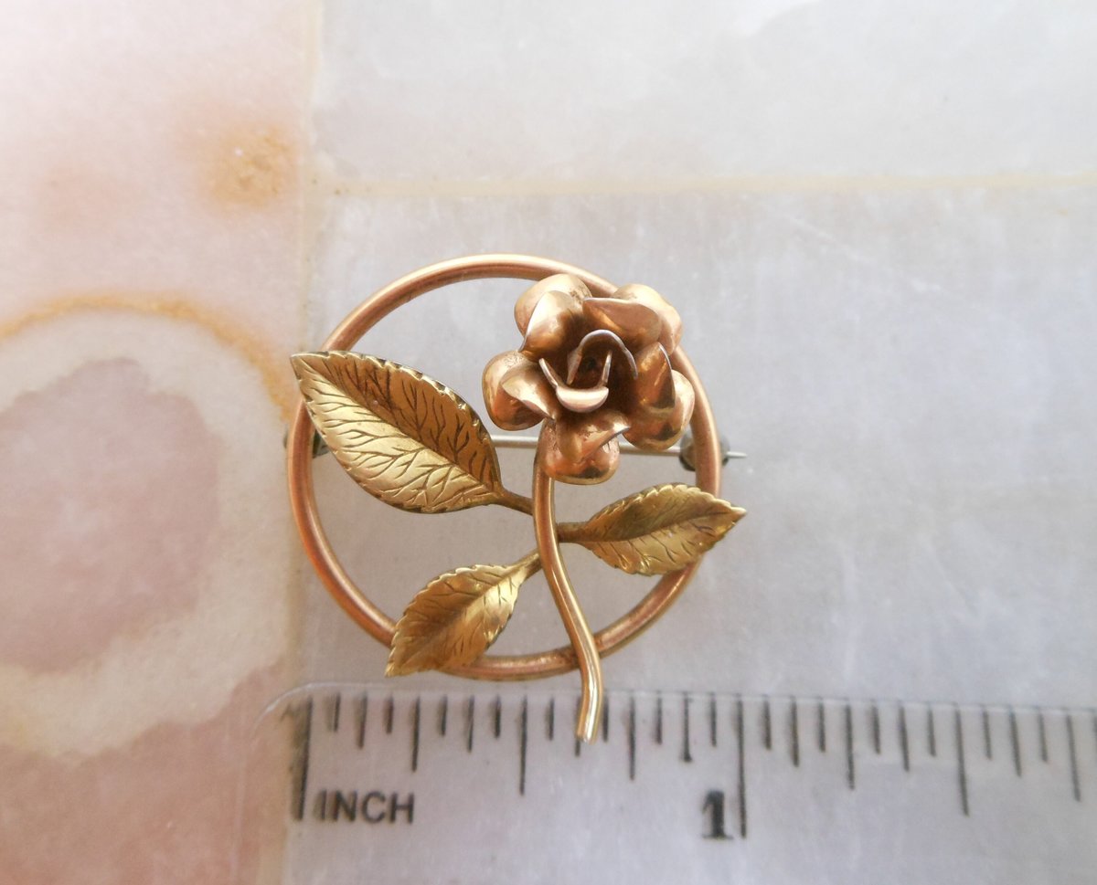 Vintage Rose Flower Brooch Two Tone Wreath Pin Gold Overlay Petite Classic Krementz Jewelry Mid Century Gift, VivianJoel.com