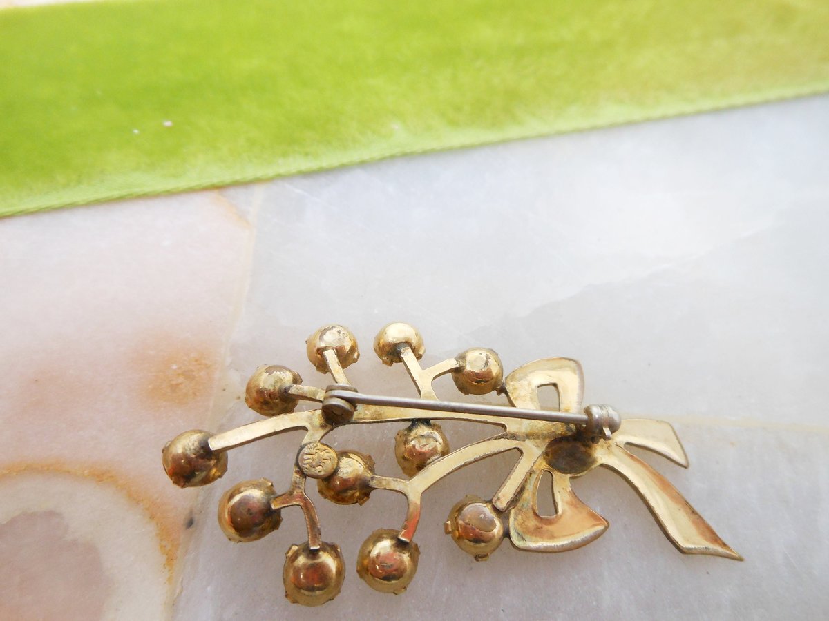 Vintage Crystal Bouquet Brooch Gold Fill Designer TK KT GF Rhinestone Mid Century Jewelry Gift, VivianJoel.com