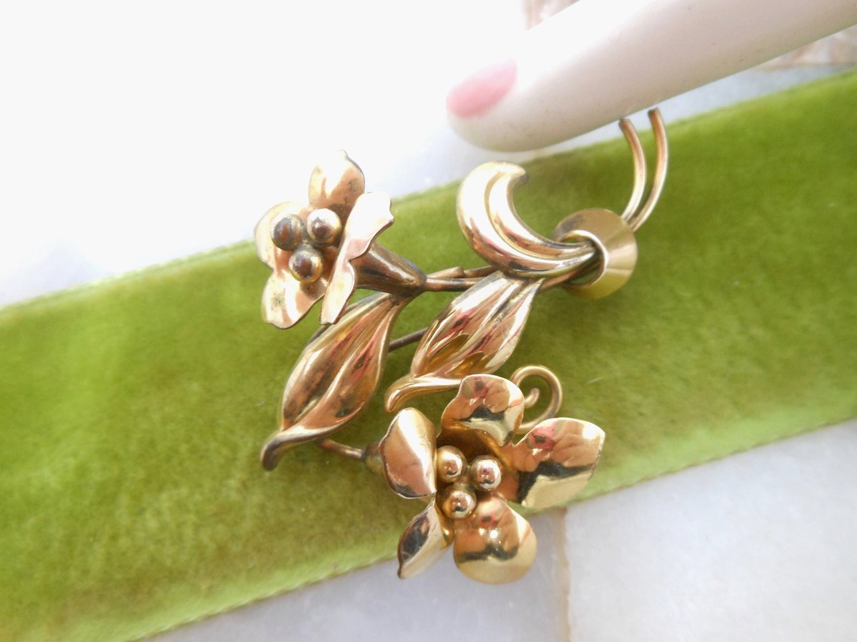 Vintage CARL ART Gold Fill Brooch 12K GF Designer Pin Elegant Lily Flower Mid Century Jewelry Gift, VivianJoel.com