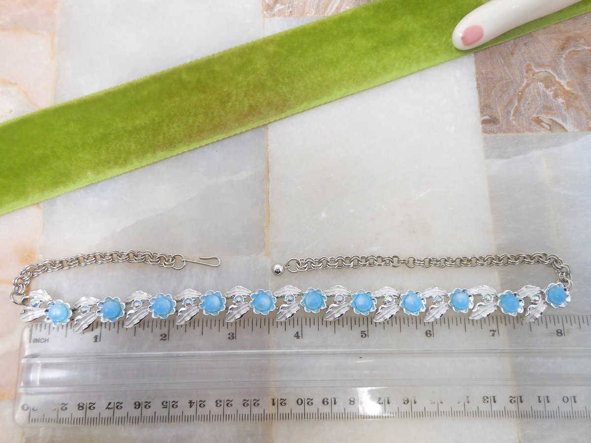 Vintage JUDY LEE Necklace Earrings Set Blue Moonglow Rhinestone Demi Parure Designer Mid Century Jewelry Gift, VivianJoel.com