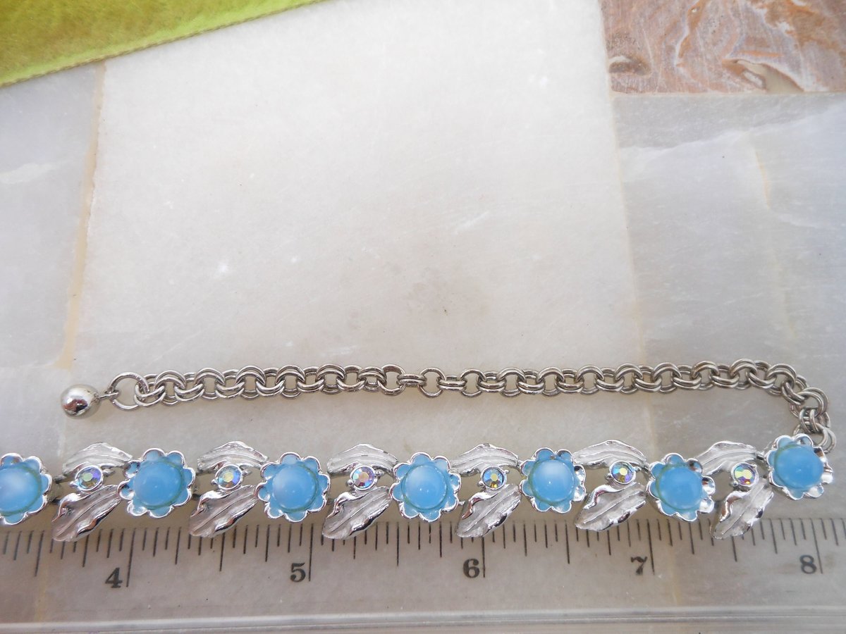 Vintage JUDY LEE Necklace Earrings Set Blue Moonglow Rhinestone Demi Parure Designer Mid Century Jewelry Gift, VivianJoel.com